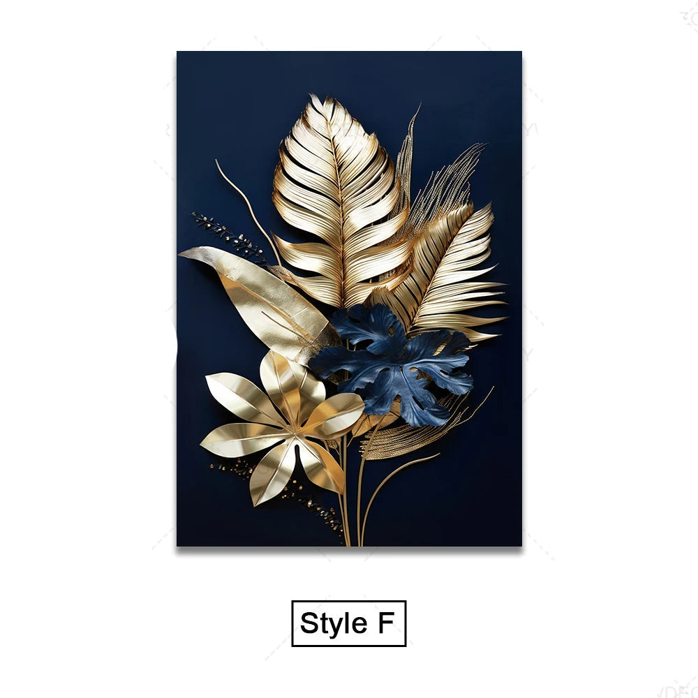 Schwarze Goldene Tropische Blätter Wandkunst Feine Kunst Leinwanddrucke Moderne Botanische Bilder Für Luxuriöses Wohnzimmer Esszimmer Home Office Dekor | Karnz