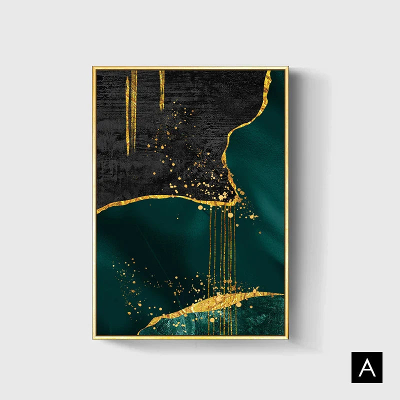 Schwarz Grün Golden Flüssige Marmor Druck Wandkunst Feine Kunst Leinwanddrucke Bilder Für Wohnzimmer Esszimmer Leichte Luxus Wohnkultur