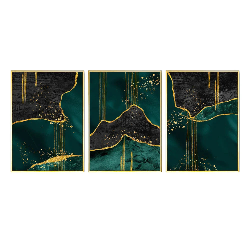 Schwarz Grün Golden Flüssige Marmor Druck Wandkunst Feine Kunst Leinwanddrucke Bilder Für Wohnzimmer Esszimmer Leichte Luxus Wohnkultur
