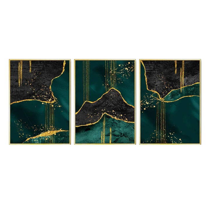 Schwarz Grün Golden Flüssige Marmor Druck Wandkunst Feine Kunst Leinwanddrucke Bilder Für Wohnzimmer Esszimmer Leichte Luxus Wohnkultur