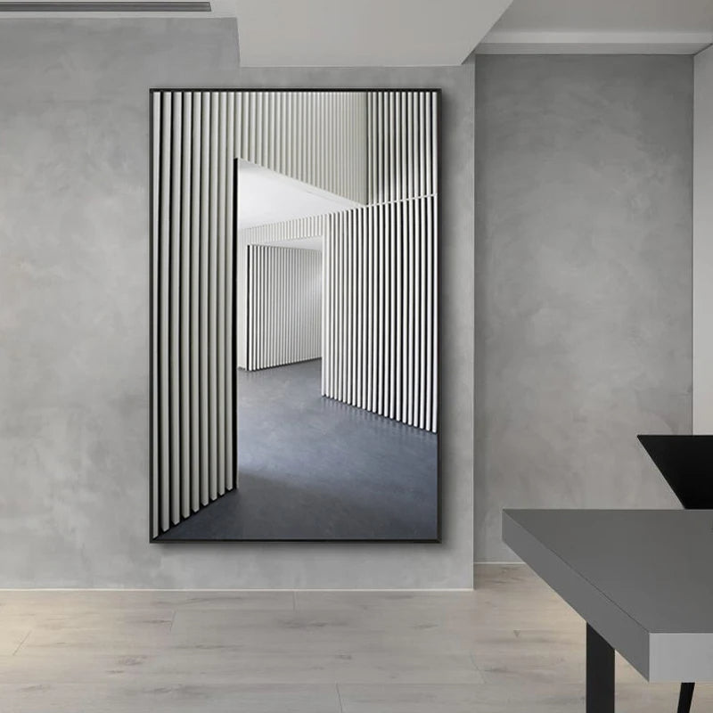 Schwarz Weiß Architektonische Innenräume Wandkunst Fine Art Leinwanddrucke Druckbilder für modernes Loft Wohnzimmer Büro Dekor | Karnz