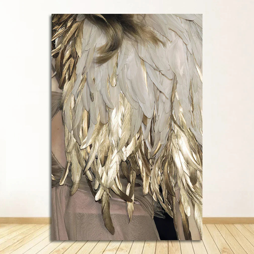 Schwarz Weiß Gold Feder Wandkunst Fine Art Leinwanddrucke Schicke Poster Boutique Mode Bilder Für Wohnzimmer Schlafzimmer Hotel Salon Kunst Dekor