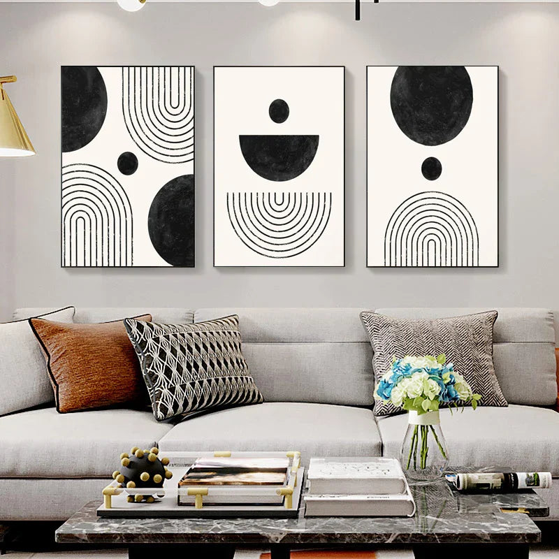 Schwarz Weiß Minimalistische Geometrische Kurven Linienkunst Wandkunst Fein Kunst Leinwanddrucke Bilder Für Modernes Apartment Wohnzimmer Büro Dekor