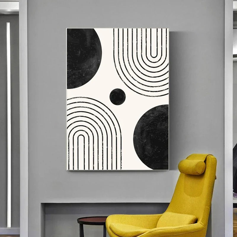 Schwarz Weiß Minimalistische Geometrische Kurven Linienkunst Wandkunst Fein Kunst Leinwanddrucke Bilder Für Modernes Apartment Wohnzimmer Büro Dekor