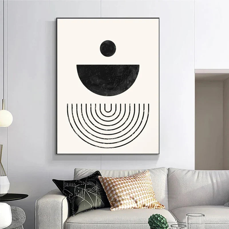 Schwarz Weiß Minimalistische Geometrische Kurven Linienkunst Wandkunst Fein Kunst Leinwanddrucke Bilder Für Modernes Apartment Wohnzimmer Büro Dekor