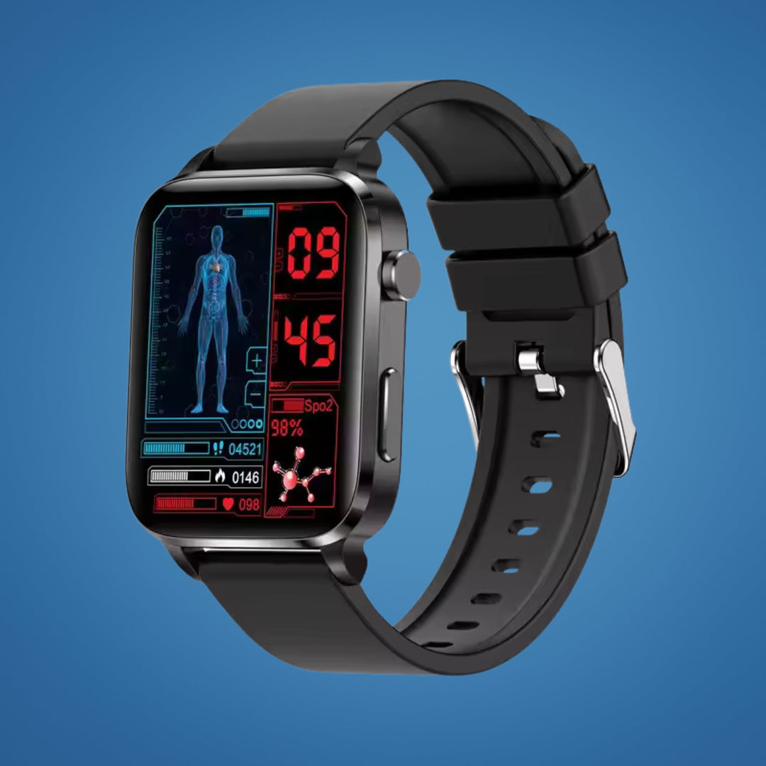 GlucoWell | Nicht-invasive Diabetes-Smartwatch – Blutzucker-Monitor – HD-Display – schmerzfreies Glukose-Tracking für Erwachsene Karnz