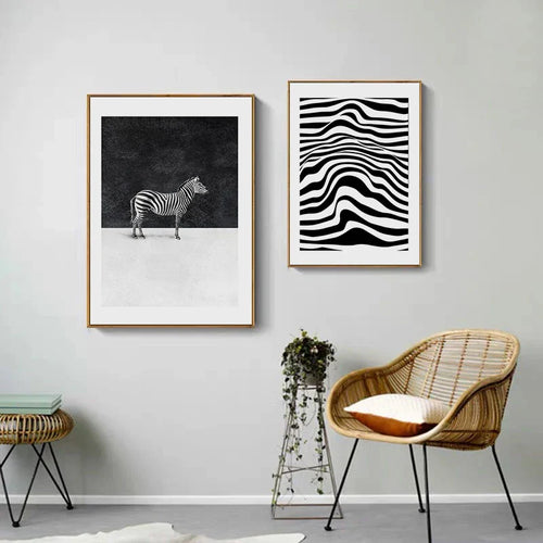 Schwarz Weiß Zebra Poster Wandkunst Fein Kunst Leinwanddrucke Abstrakte Konturlinien Minimalistische Bilder Für Das Wohnzimmer Modernes Home Office Dekor