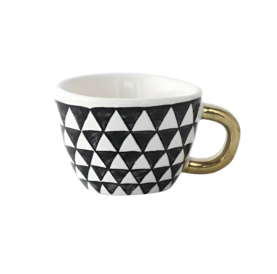 Keramikbecher mit geometrischem Design – Stilvoll und modern | Ideal für Kaffee oder Tee