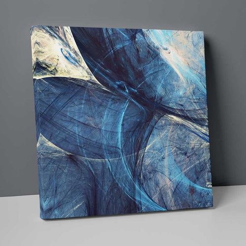 Abstraktes Fraktal Blau und Gelb Nr. 3 Druck auf Leinwand