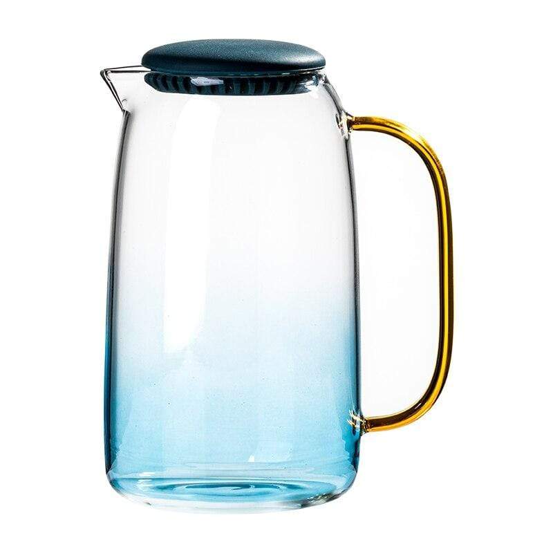 Blaues Glas Krug mit passendem Trinkglas Karnz
