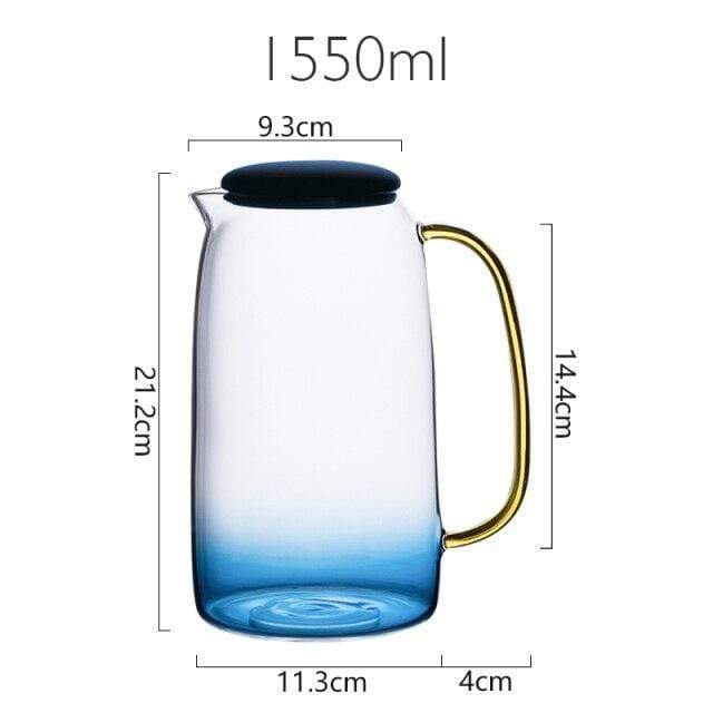 Blaues Glas Krug mit passendem Trinkglas Karnz