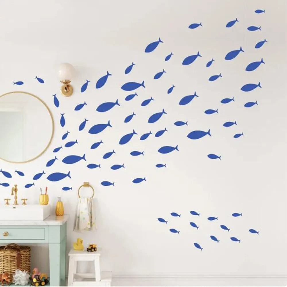 Kleine Fische Schwimmende Beruhigende Wandaufkleber Abnehmbar Abziehen und Aufkleben PVC Wandtattoos Für Badezimmer Schlafzimmer Kreative DIY Wohnkultur | Karnz