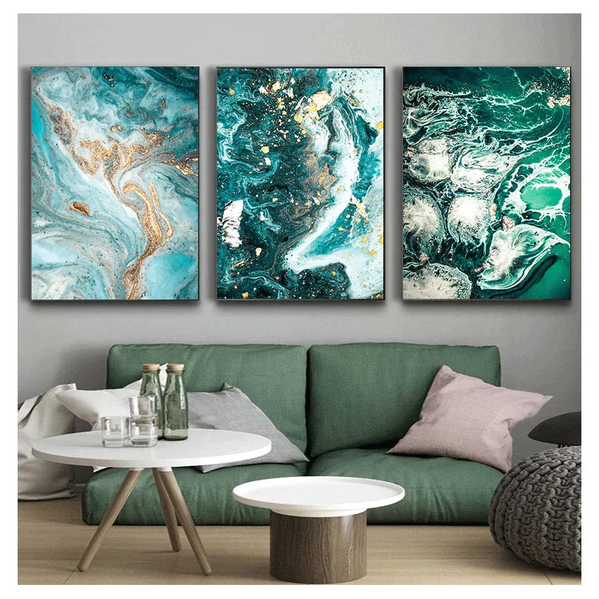 Blaue Aqua Grüne Flüssige Marmor Druck Wandkunst Fein Kunst Leinwanddrucke Nordische Bilder Für Wohnzimmer Schlafzimmer Home Office Kunst Dekor