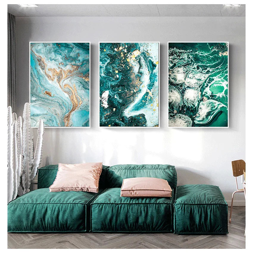 Blaue Aqua Grüne Flüssige Marmor Druck Wandkunst Fein Kunst Leinwanddrucke Nordische Bilder Für Wohnzimmer Schlafzimmer Home Office Kunst Dekor