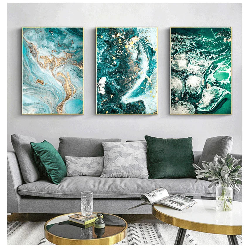 Blaue Aqua Grüne Flüssige Marmor Druck Wandkunst Fein Kunst Leinwanddrucke Nordische Bilder Für Wohnzimmer Schlafzimmer Home Office Kunst Dekor