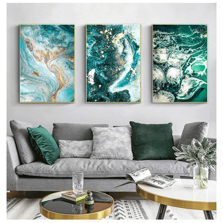 Blaue Aqua Grüne Flüssige Marmor Druck Wandkunst Fein Kunst Leinwanddrucke Nordische Bilder Für Wohnzimmer Schlafzimmer Home Office Kunst Dekor