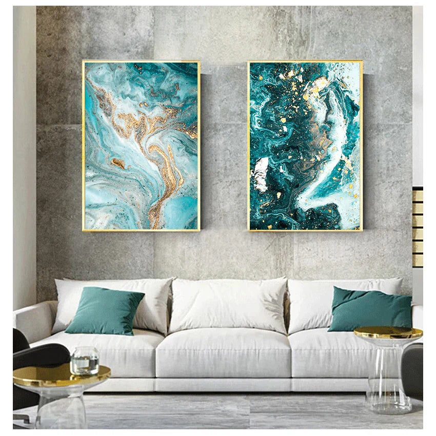Blaue Aqua Grüne Flüssige Marmor Druck Wandkunst Fein Kunst Leinwanddrucke Nordische Bilder Für Wohnzimmer Schlafzimmer Home Office Kunst Dekor