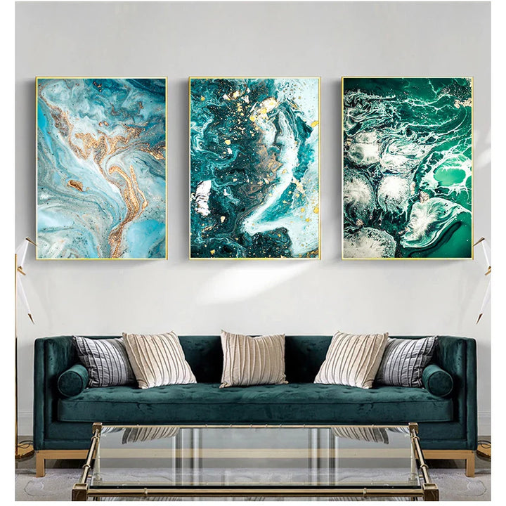 Blaue Aqua Grüne Flüssige Marmor Druck Wandkunst Fein Kunst Leinwanddrucke Nordische Bilder Für Wohnzimmer Schlafzimmer Home Office Kunst Dekor