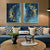 Blaue Goldene Vögel und Schmetterlinge Wandkunst Fein Kunst Leinwanddrucke Glücksbringende Abstrakte Bilder Für Wohnzimmer Schlafzimmer Hotelzimmer Kunst Dekor