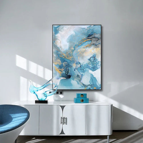 Blaue Goldene Marmor Druck Abstrakte Wand Kunst Feine Kunst Leinwand Drucke Bilder Für Wohnzimmer Esszimmer Hotelzimmer Schlafzimmer Kunst Dekor