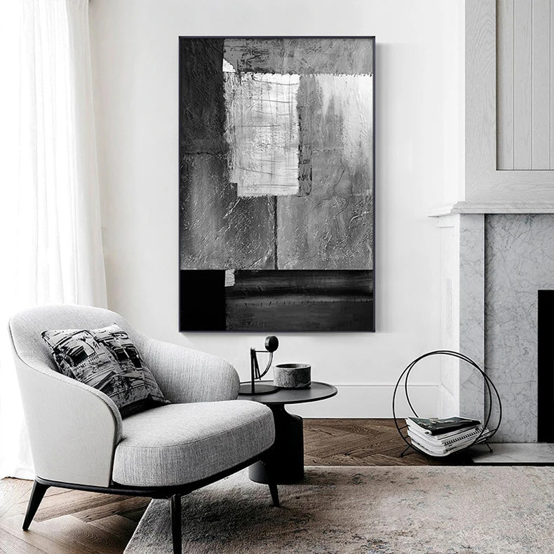 Blau-Grau Industrie Abstrakte Wandkunst Feine Kunstleinwanddrucke Moderne Kunst Für Zeitgenössisches Wohnzimmer Esszimmer Home Office Foyer Kunst Dekor