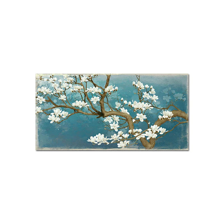Blaues Jade Weißer Blumenbaum Wandkunst Feine Kunst Leinwanddrucke Moderne Botanische Florale Malerei Bild Für Wohnzimmer Schlafzimmer Kunst Dekor