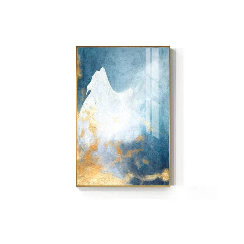 Blaue See Goldene Sand Wandkunst Fine Art Leinwanddrucke Nordische abstrakte Bilder für moderne Apartment Wohnzimmer Schlafzimmer Foyer Kunst Dekor