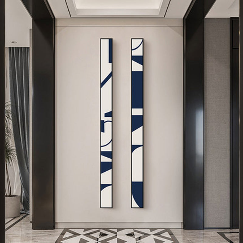 Kreative abstrakte blaue weiße schlanke Format Wandkunst Fine Art Leinwanddrucke hohe schmale breite Formatbilder für Wohnzimmer Foyer Treppenhaus Wanddekoration | Karnz