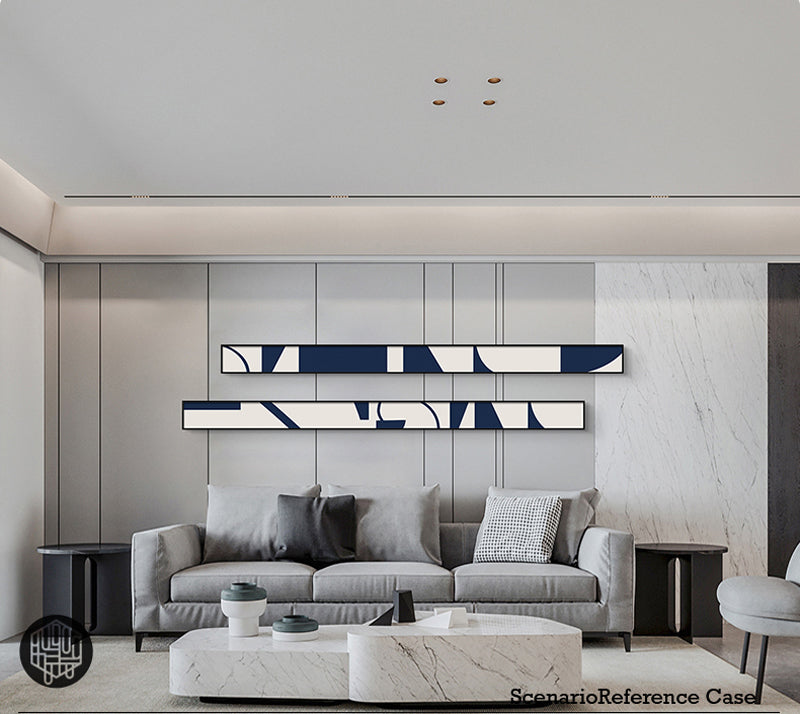 Kreative abstrakte blaue weiße schlanke Format Wandkunst Fine Art Leinwanddrucke hohe schmale breite Formatbilder für Wohnzimmer Foyer Treppenhaus Wanddekoration | Karnz