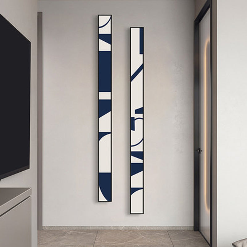 Kreative abstrakte blaue weiße schlanke Format Wandkunst Fine Art Leinwanddrucke hohe schmale breite Formatbilder für Wohnzimmer Foyer Treppenhaus Wanddekoration | Karnz