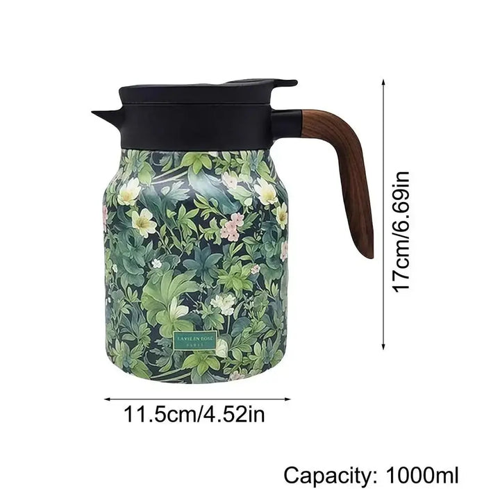 Blumenkunst Edelstahl Teekanne mit Sieb - 1000ml Vintage Eleganz