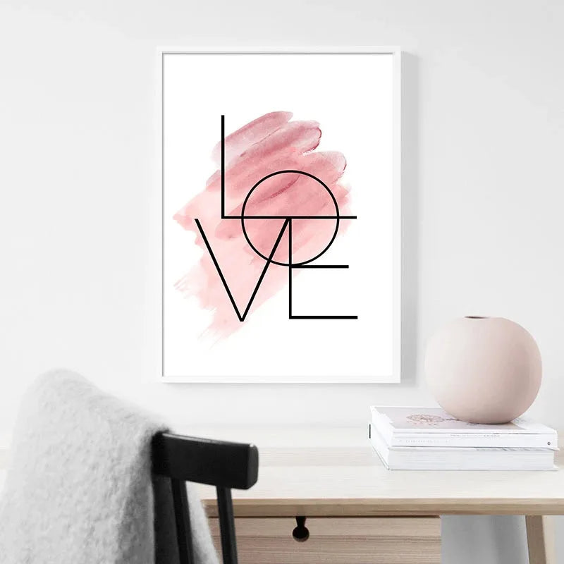 Blush Pink Love Feather Wandkunst Feine Kunst Leinwanddrucke Minimalistische Mode Bilder Für Wohnzimmer Mädchen Schlafzimmer Mode Kunst Dekor | Karnz