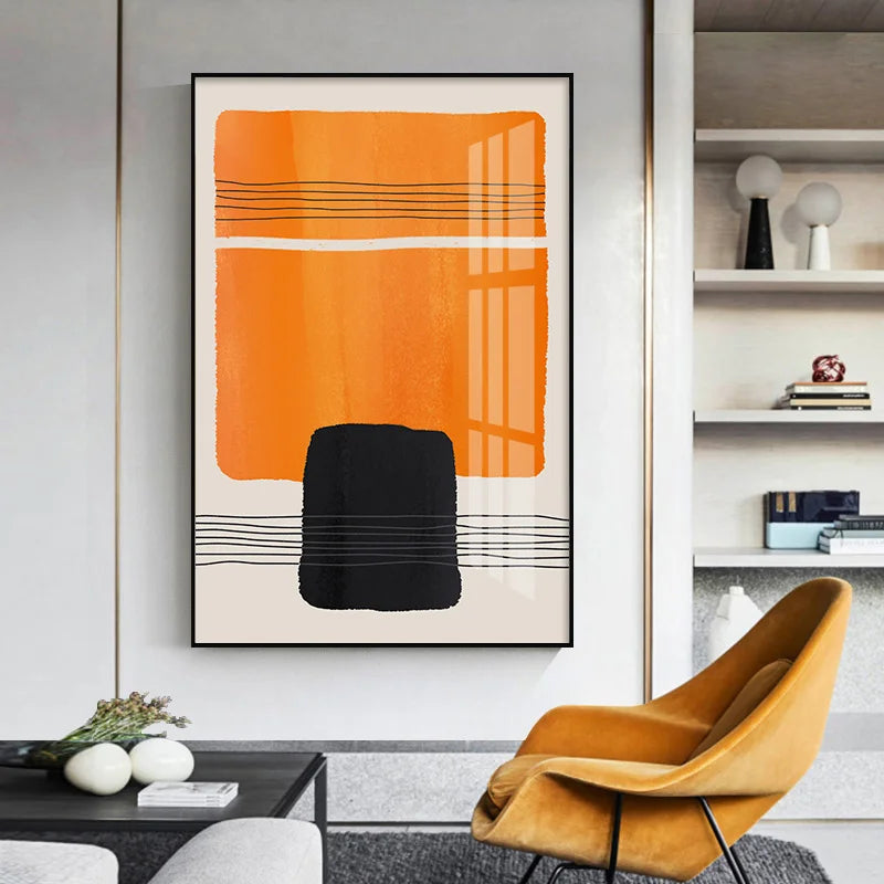 Fet orange beige schwarz Mosaik abstrakte Wandkunst Fine Art Leinwanddrucke Bilder für moderne Wohnraumkunst für zeitgenössische Innenräume