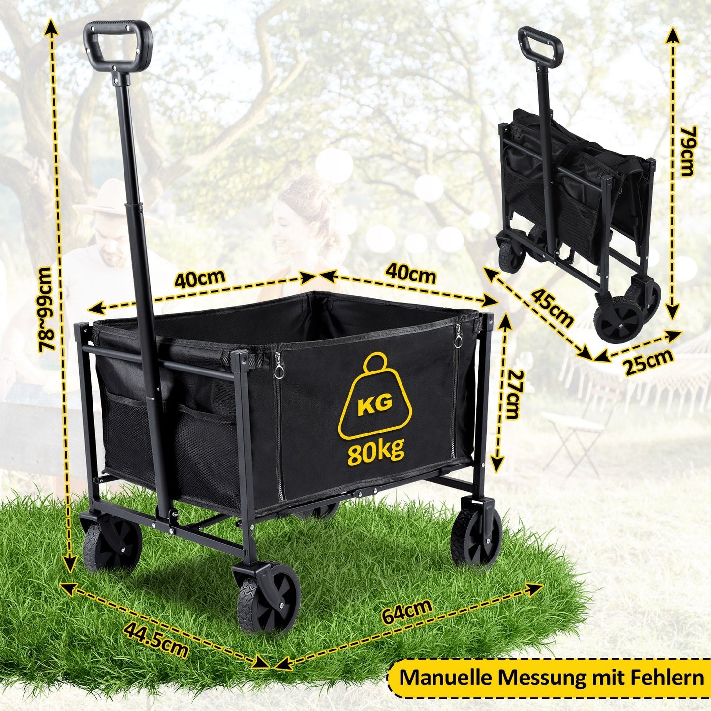 Faltbar Bollerwagen Transportwagen 60L | Karnz