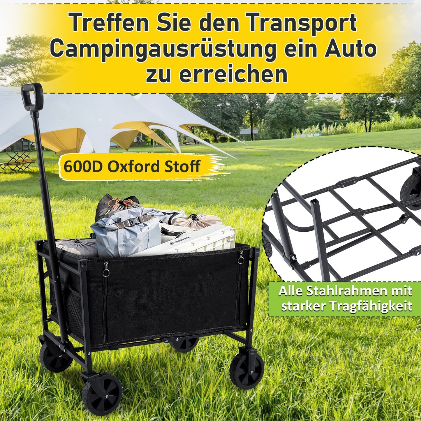 Faltbar Bollerwagen Transportwagen 60L | Karnz