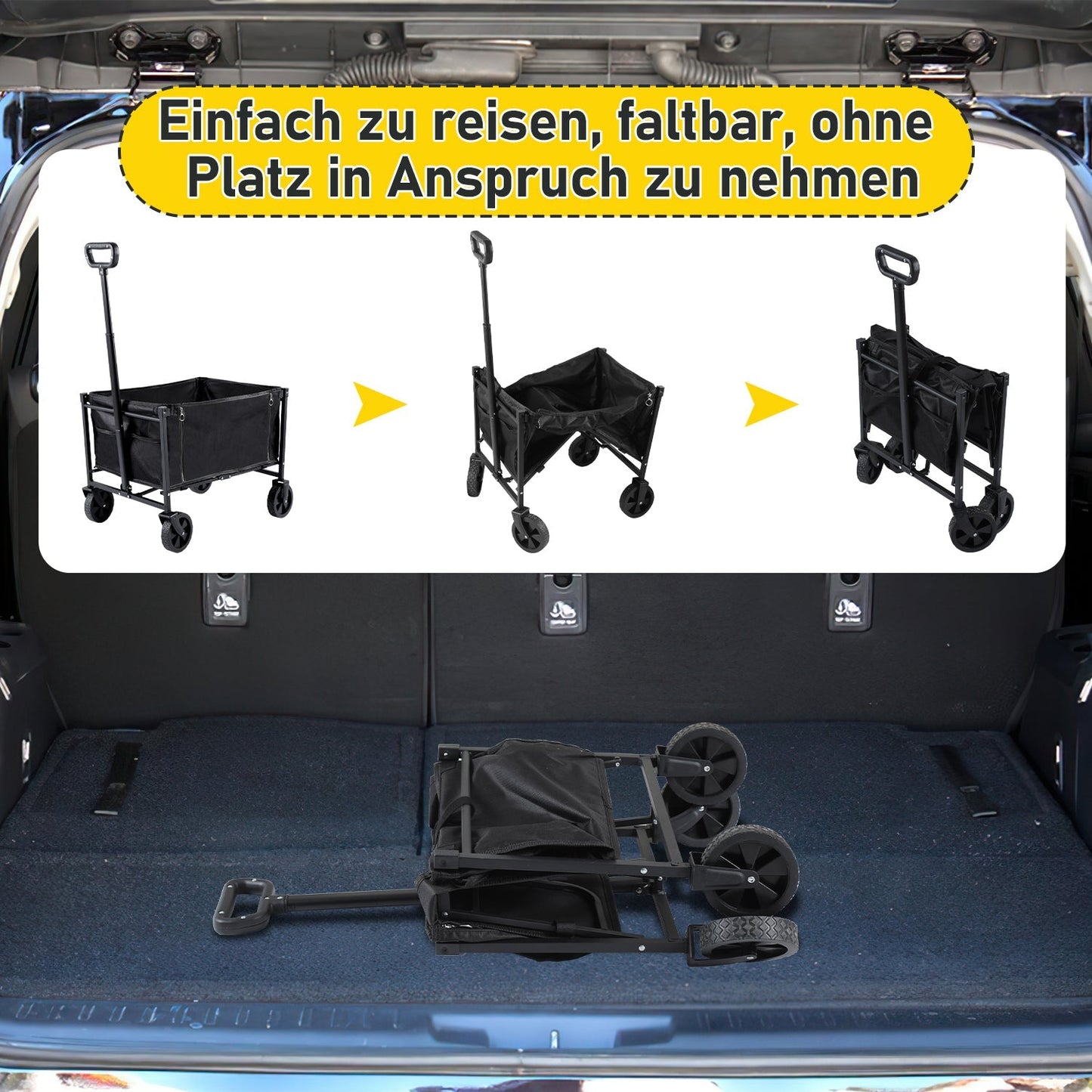Faltbar Bollerwagen Transportwagen 60L | Karnz