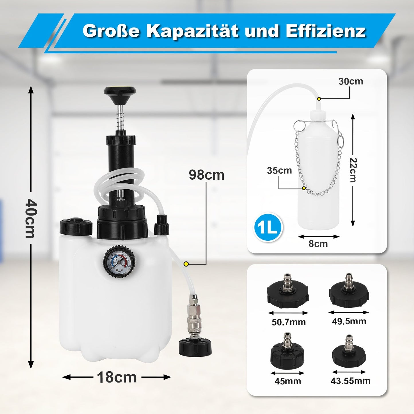 3L Bremsflüssigkeit Bremsenentlüftungsgerät mit 1L Absaugbehälter | Karnz