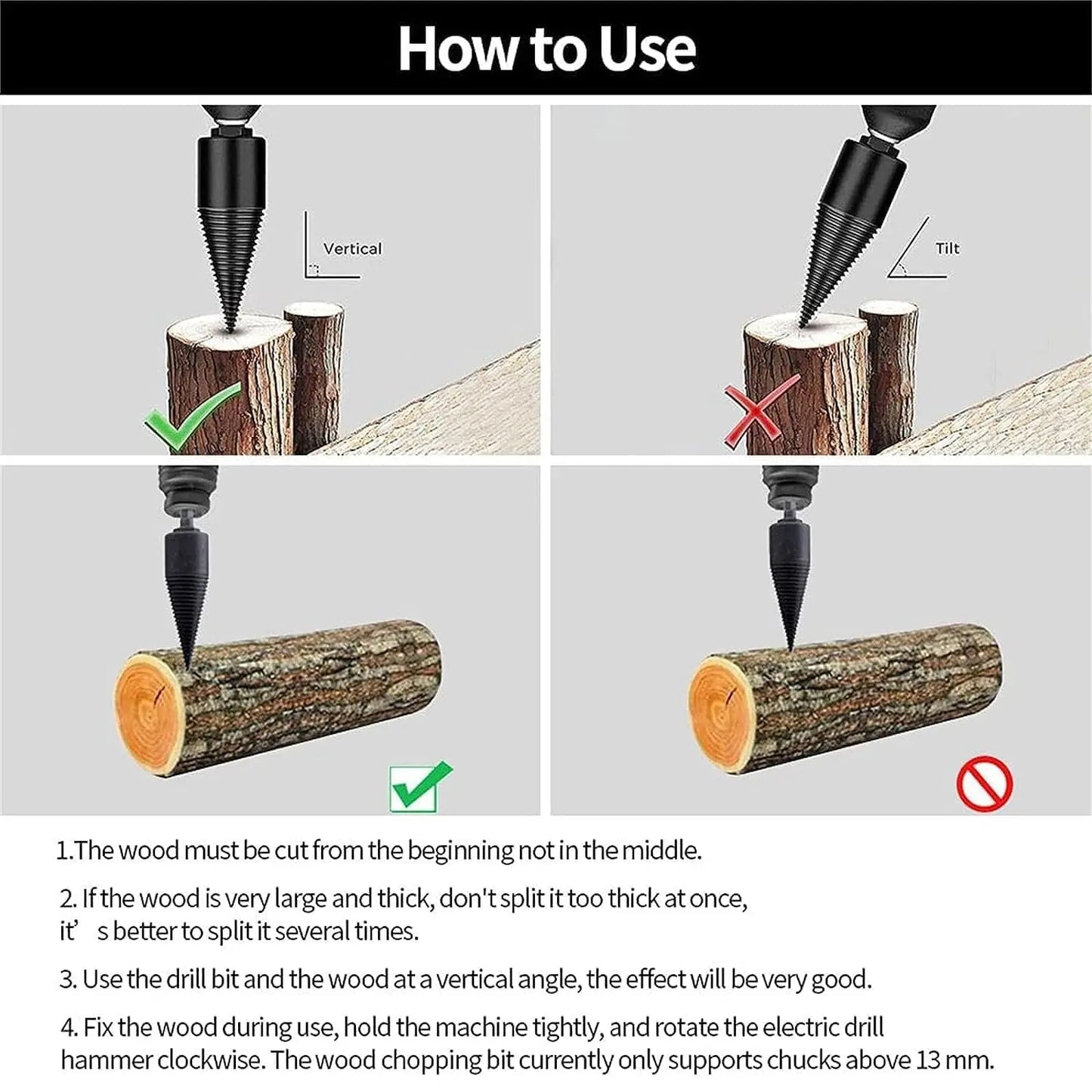 Holzbohrer Set – Holz einfach mit dem Akkuschrauber spalten