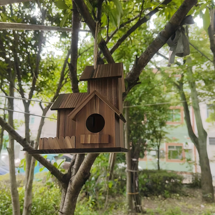 Karnz | Vogelhaus rustikaler Holz-Mehrraum-Futterspender