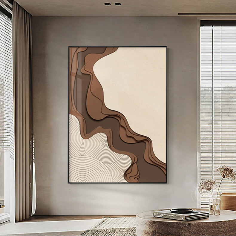 Braun Beige Abstrakte Fließende Konturen Minimalistische Wandkunst Fine Art Leinwanddrucke Bilder Für Moderne Wohnungen Wohnzimmer Kunst Für Zeitgenössische Inneneinrichtungen