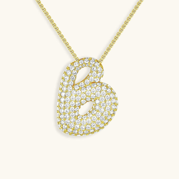 Bubble Initial-Diamant-Halskette