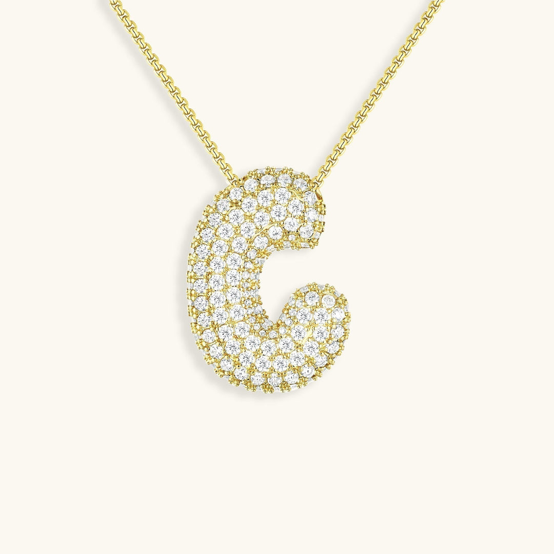 Bubble Initial-Diamant-Halskette
