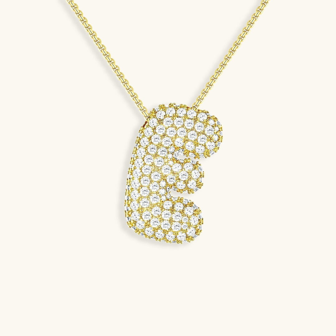 Bubble Initial-Diamant-Halskette
