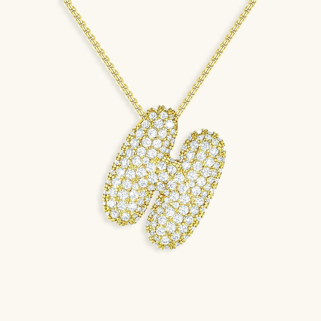 Bubble Initial-Diamant-Halskette
