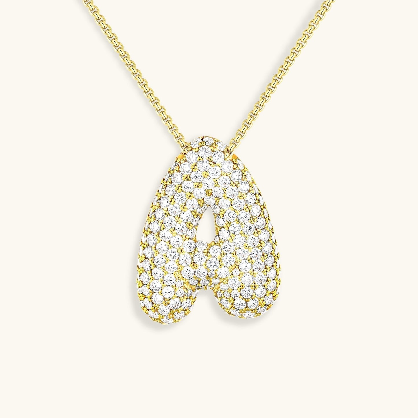 Bubble Initial-Diamant-Halskette