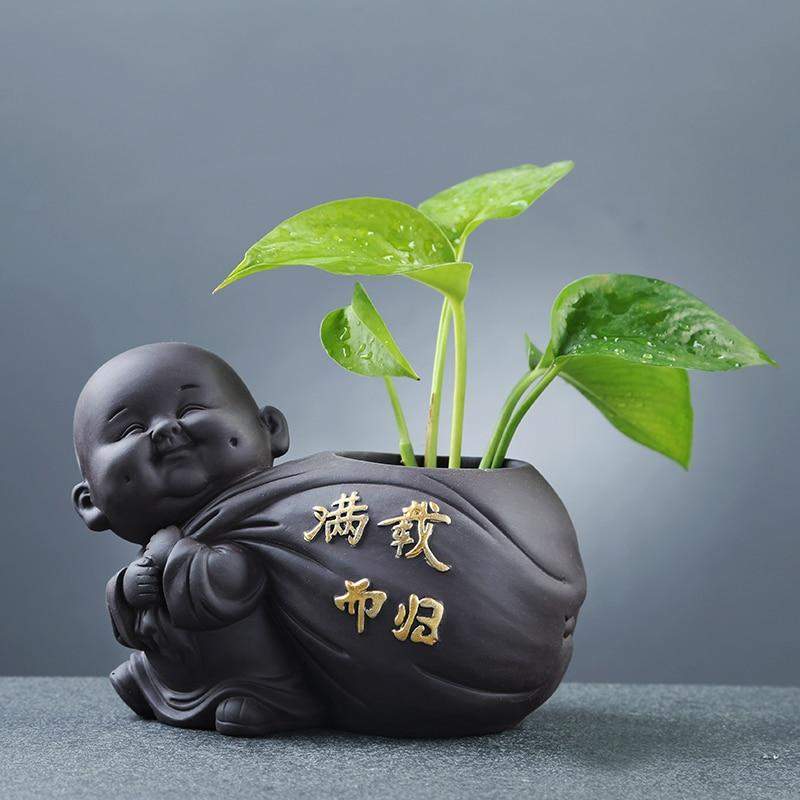 Buddha-Mönch-Blumentopf Karnz