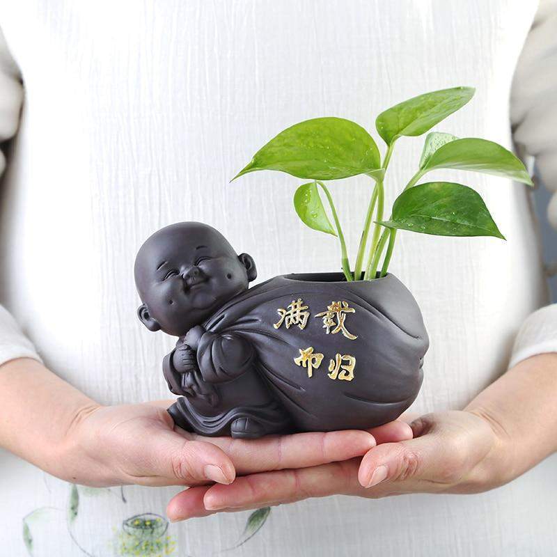 Buddha-Mönch-Blumentopf Karnz