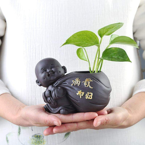 Buddha-Mönch-Blumentopf Karnz