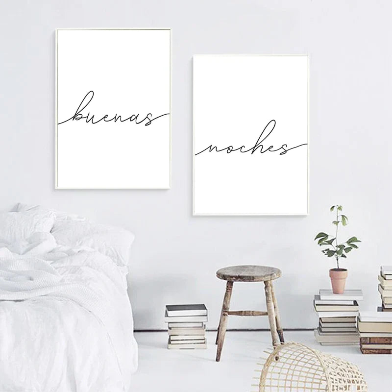 Buenas Noches Gute Nacht Spanische Zitate Post Einfach Schwarz Weiß Zitate Wandkunst Feine Kunstleinwanddrucke Minimalistische Nordische Bilder Für Schlafzimmer