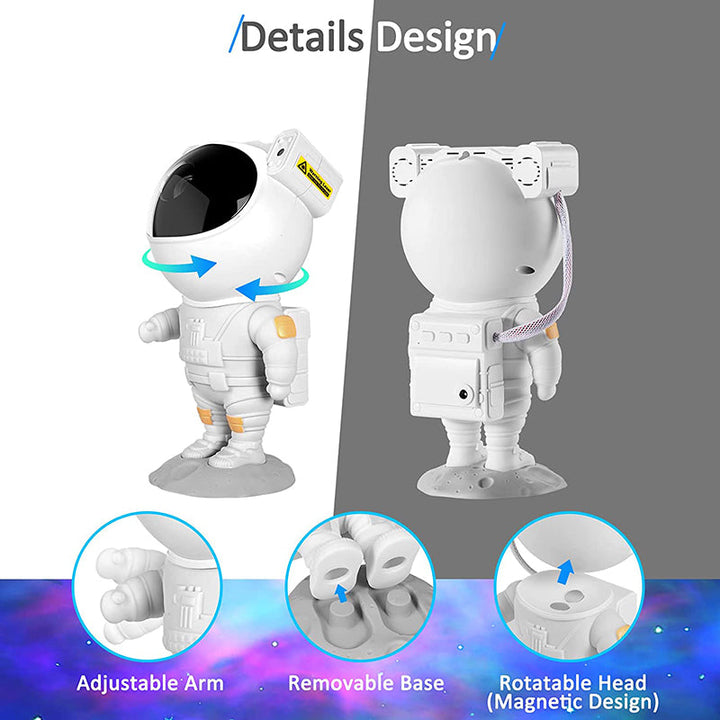 Sternenhimmel-LED-Projektor – Astronautenlampe mit 360° drehbarem Kopf und Fernbedienung für Schlaf- und Wohnzimmer